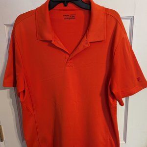 Fila Sport Bright Orange Coral 100% Polyester Polo Shirt Men's sz XL
